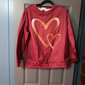 SHEIN Burgundy Sweatshirt with Gold Heart Accent